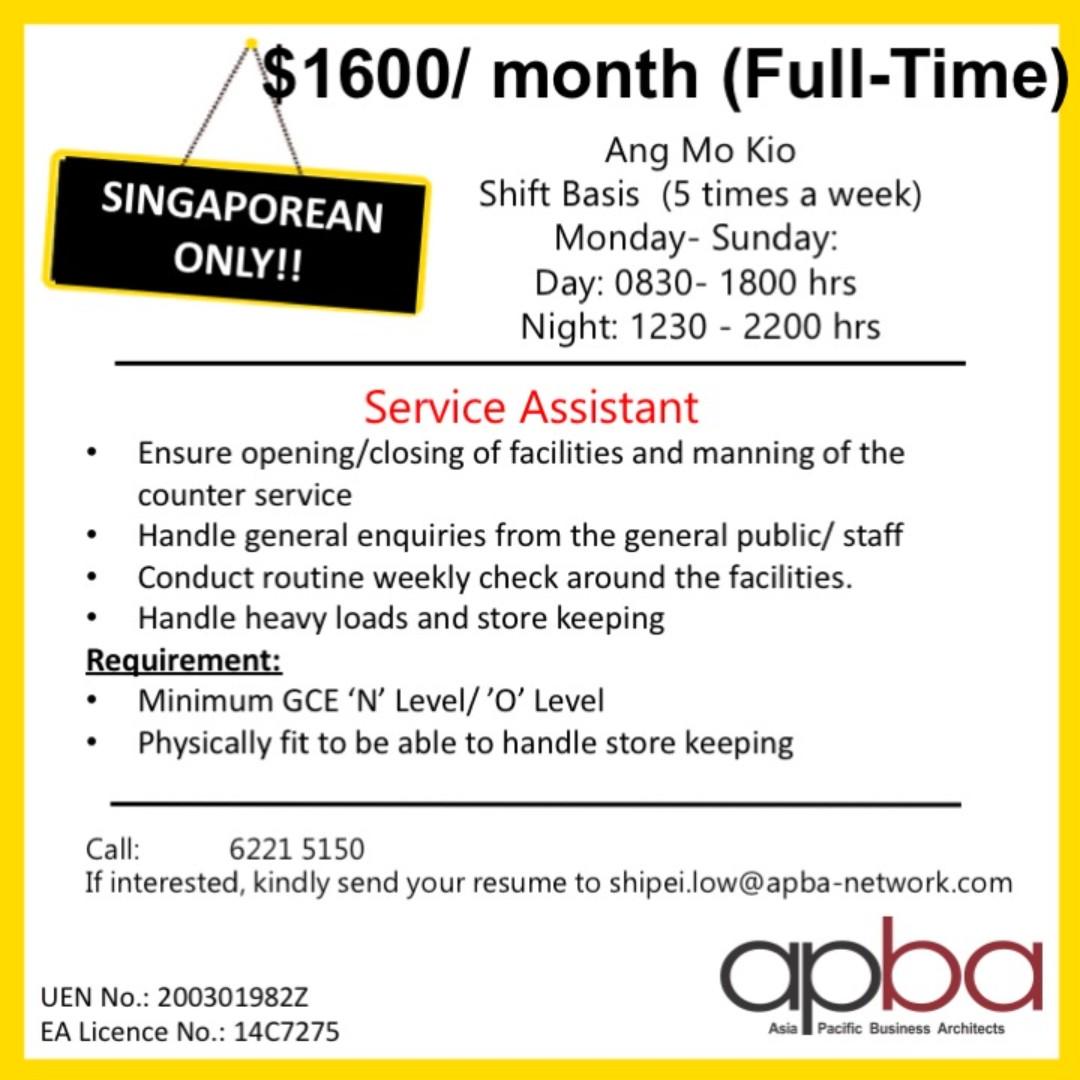 Service Assistant Ang Mo Kio Jobs Customer Service On Carousell
