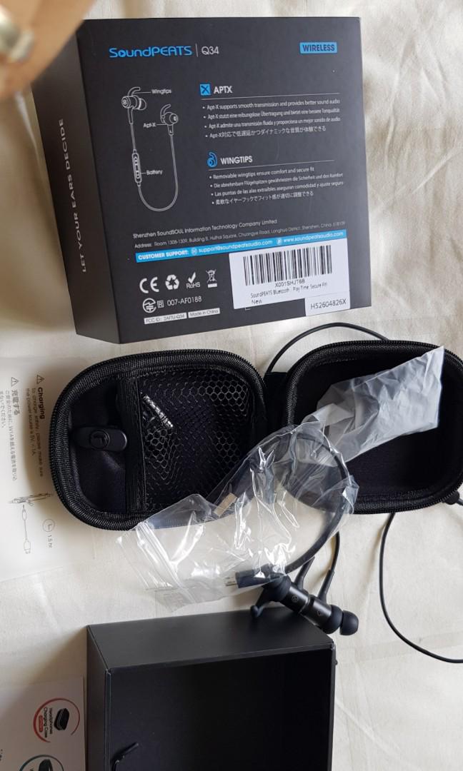 Soundpeats Q34 wireless wireless earphones with Apt X and magetic