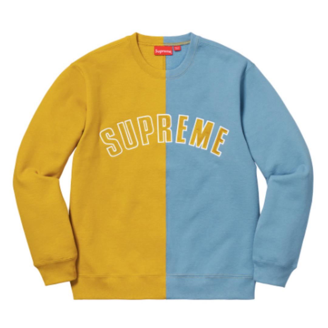 Supreme Split Crewneck Sweatshirt Mustard Size M, 男裝, 外套及戶外