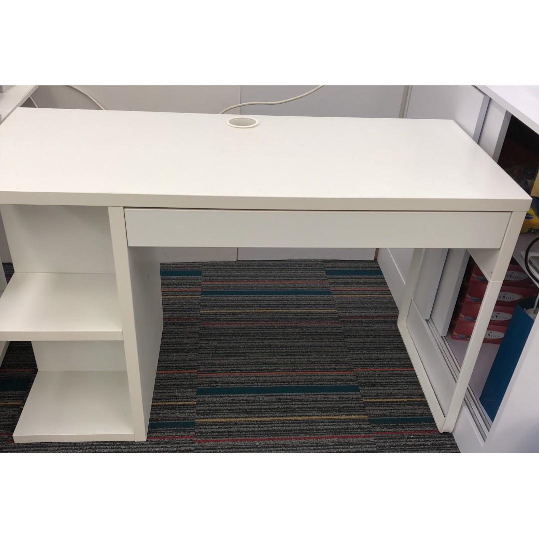 White Ikea Micke Desk With Integrated Storage Home Furniture