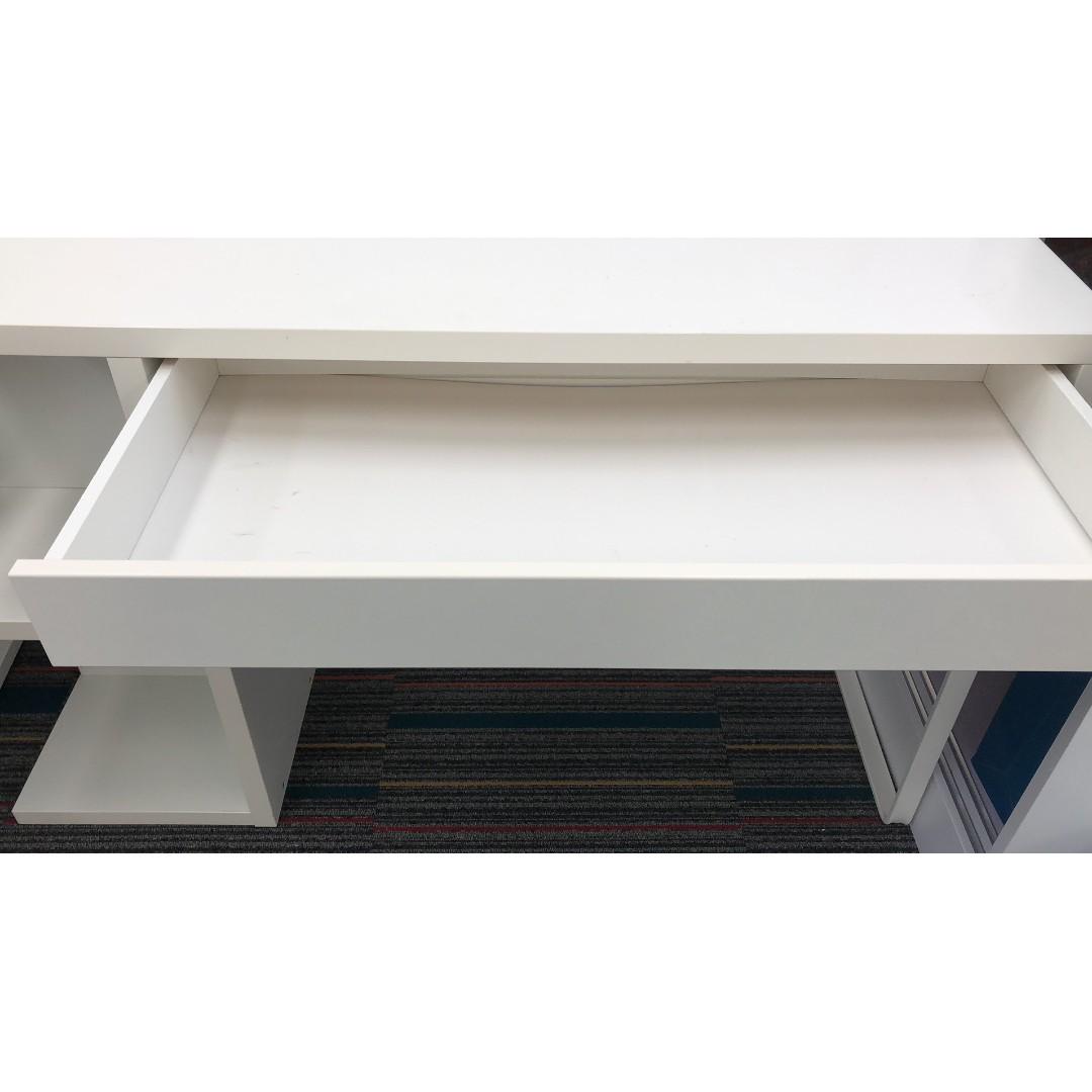 White Ikea Micke Desk With Integrated Storage Home Furniture