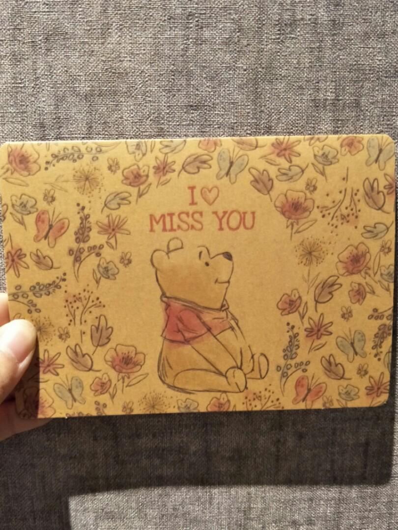 Miss You Winnie The Pooh Winnie The Pooh Card (I Miss You), Everything Else On Carousell