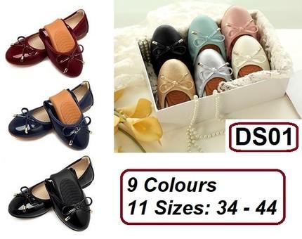 34 43 Matt Silver Soft Genuine Pigskin Leather Ribbon Bow Ballerinas Shoes Pumps Flats DS01