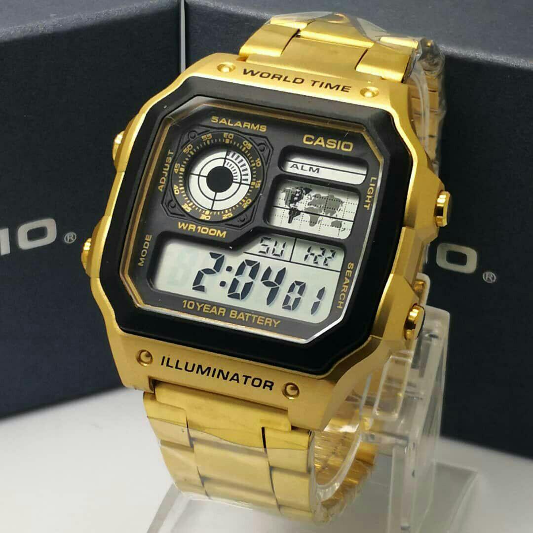 casio world time watch gold