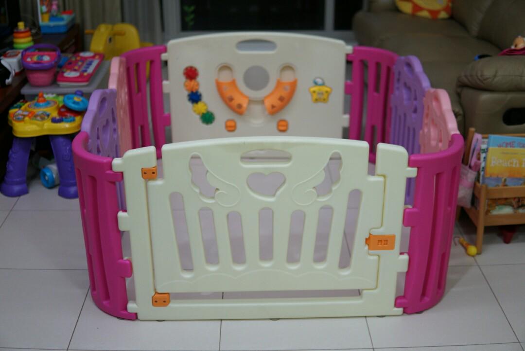 purple playpen for baby