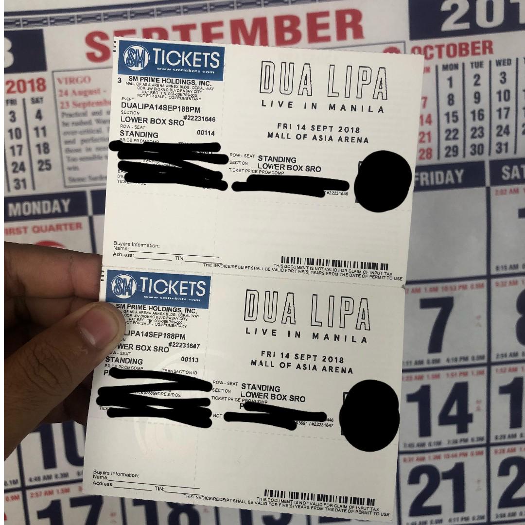 DUA LIPA LIVE IN MANILA LOWER BOX SRO, Tickets & Vouchers, Event