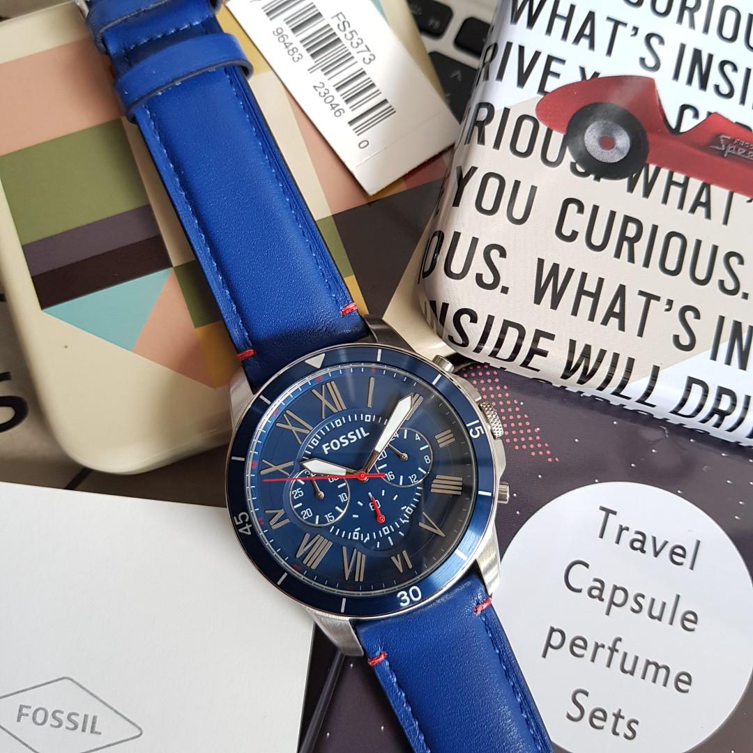 fossil grant chronograph blue