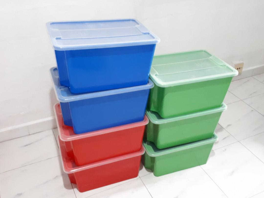 Ikea Stackable Storage Boxes with Lid, Furniture, Others on Carousell