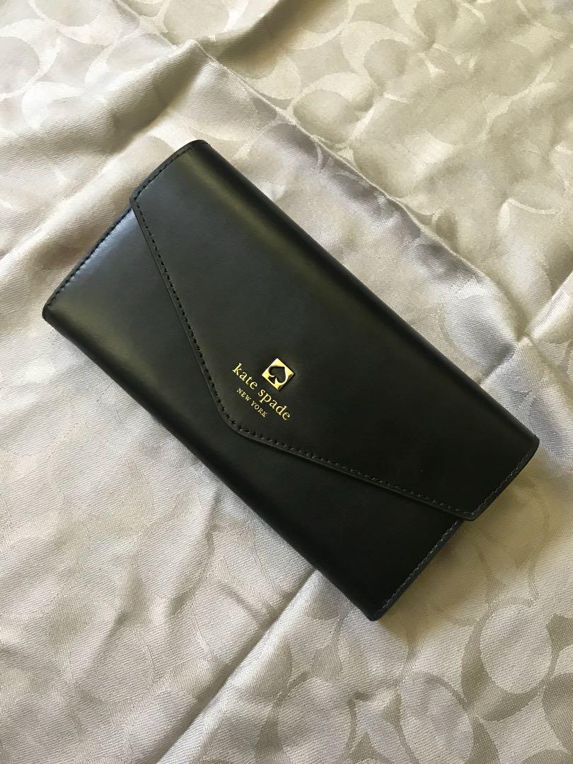 Kate Spade long Wallet leather black with hot pink, Women's Fashion, Bags &  Wallets, Wallets & Card Holders on Carousell