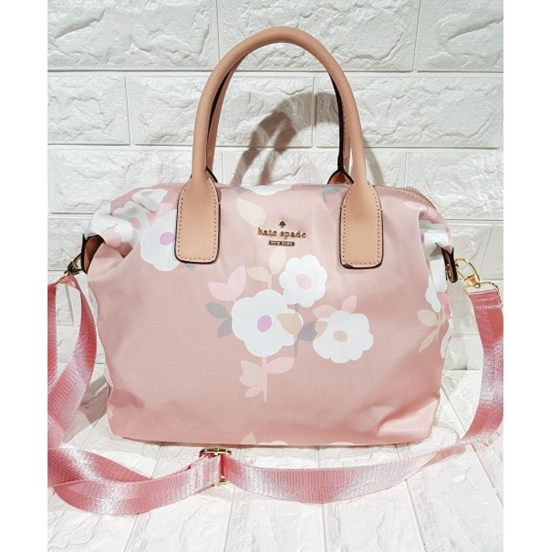 Kate Spade Black Purse With Pink Flowers