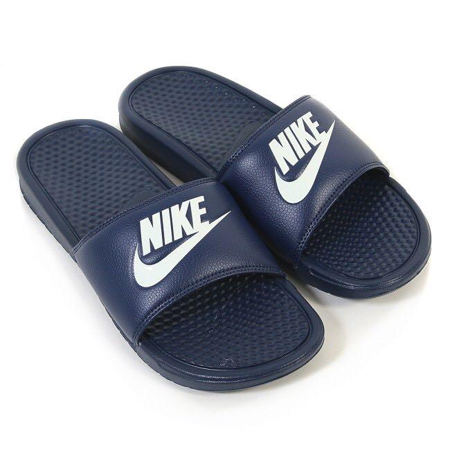 nike slippers blue colour