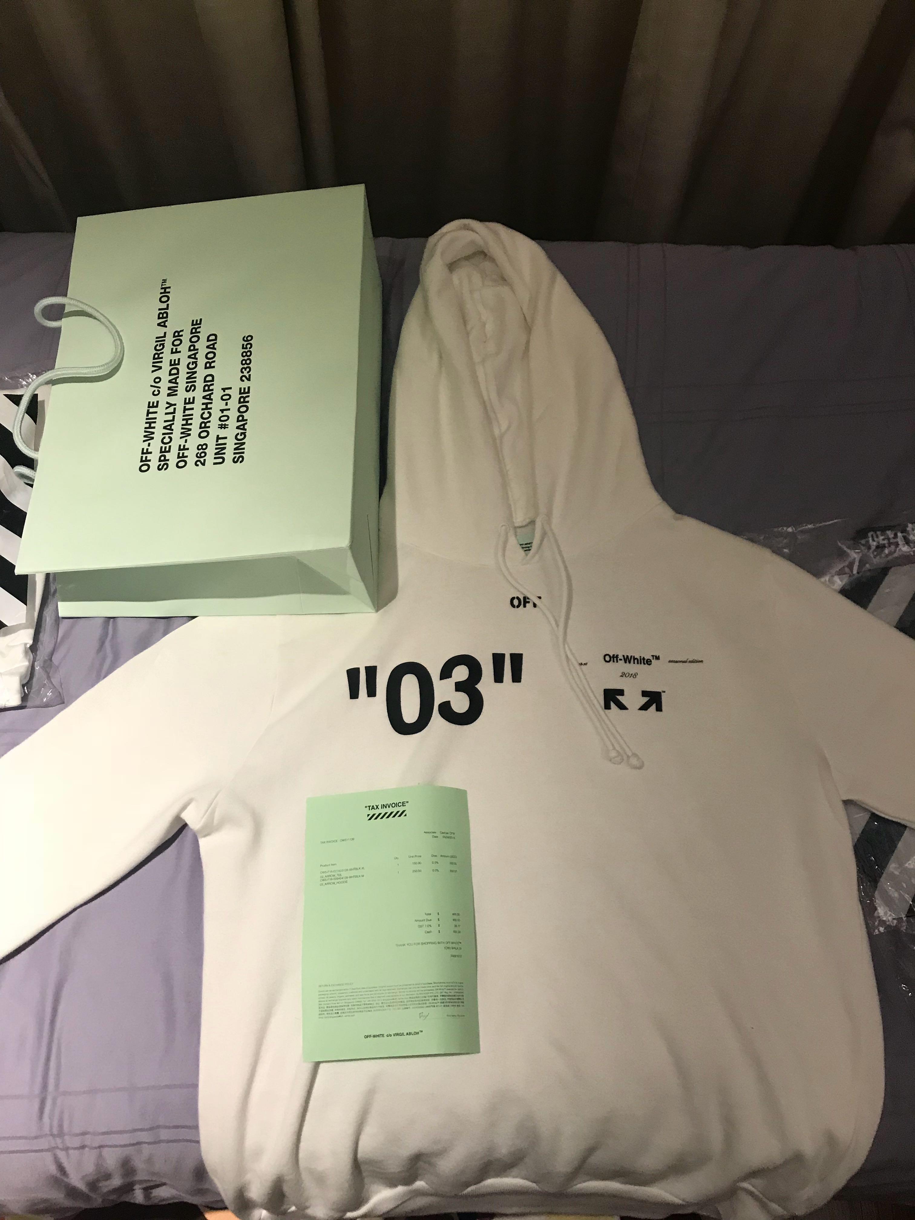 off white hoodie size