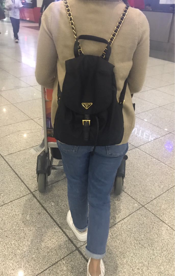 prada chain backpack