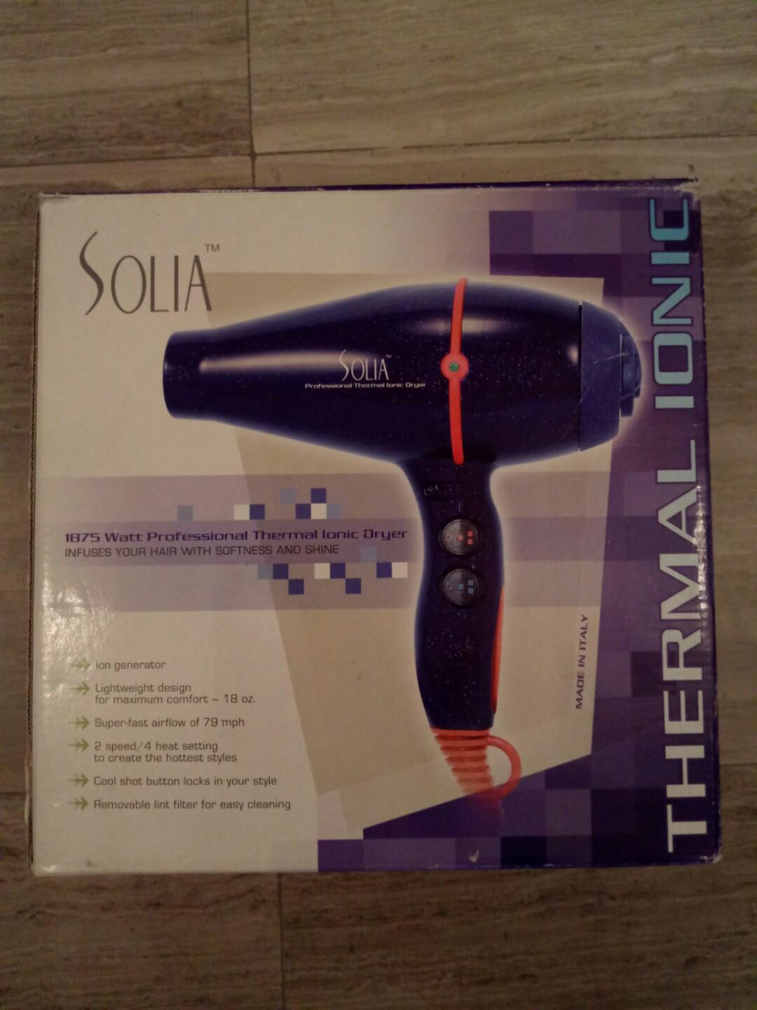 Solia 1875w thermal ionic hair dryer top