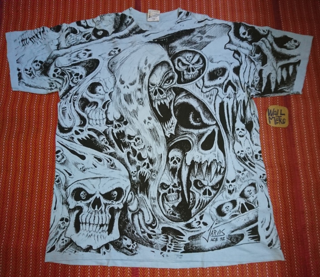 ~90'S Vintage Printed T-shirt, Men's M size unclear black type Vintage Second Hand