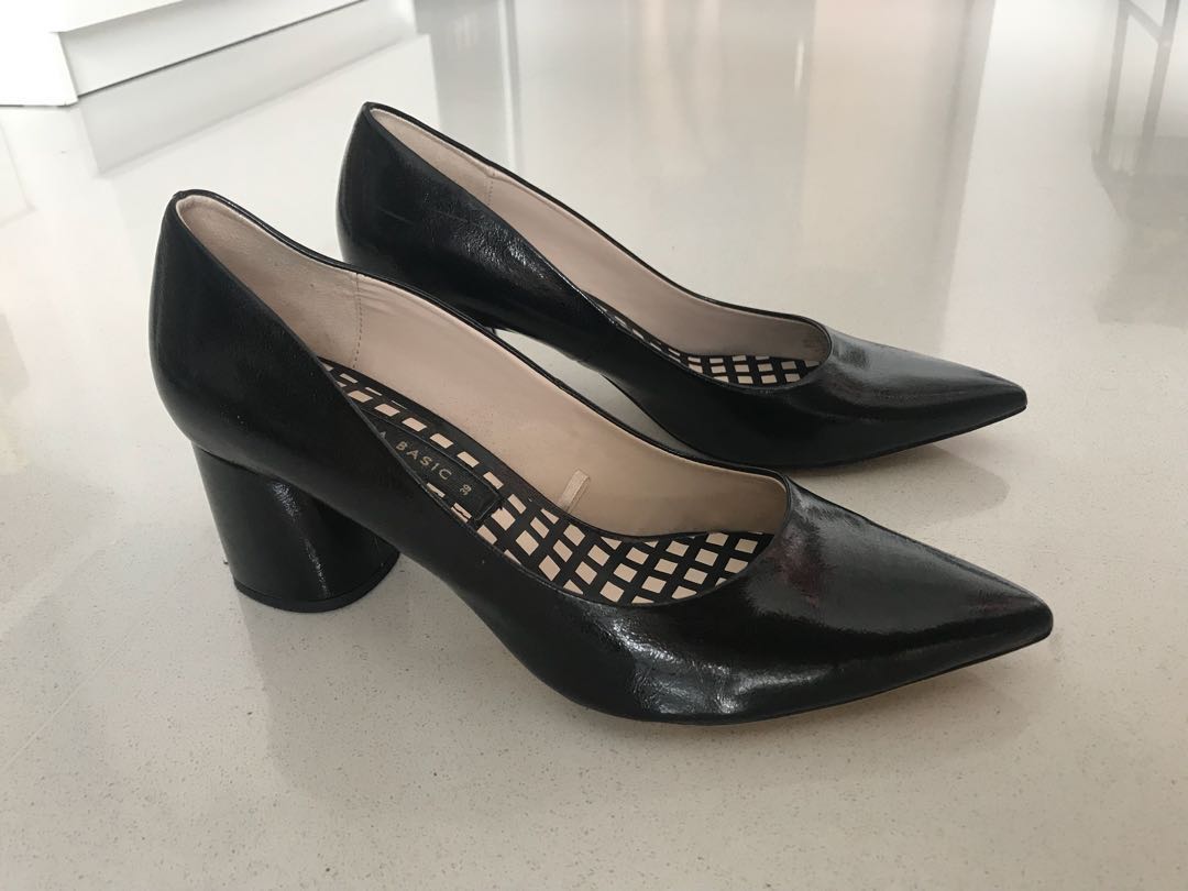 zara black block heels