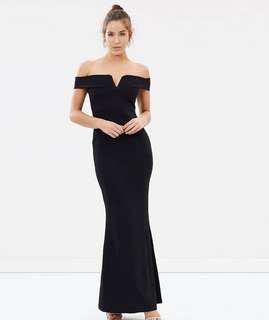 Black off shoulder ball gown