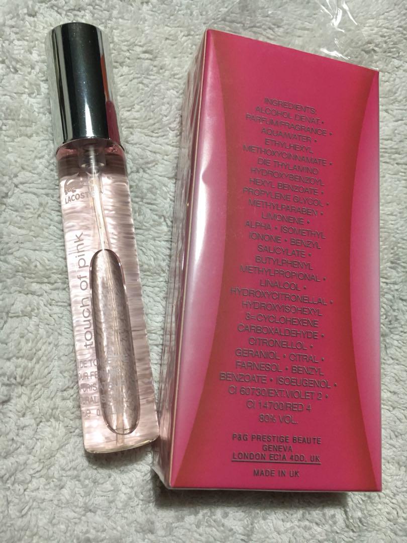 Authentic Tester Lacoste Touch of Pink (Category: Fragrance & Deodorants) located in Mandaluyong City. Submitted by samthings711 (Listing ID 188974633, Image 2). Description: Lacoste Touch of Pink 20ML.