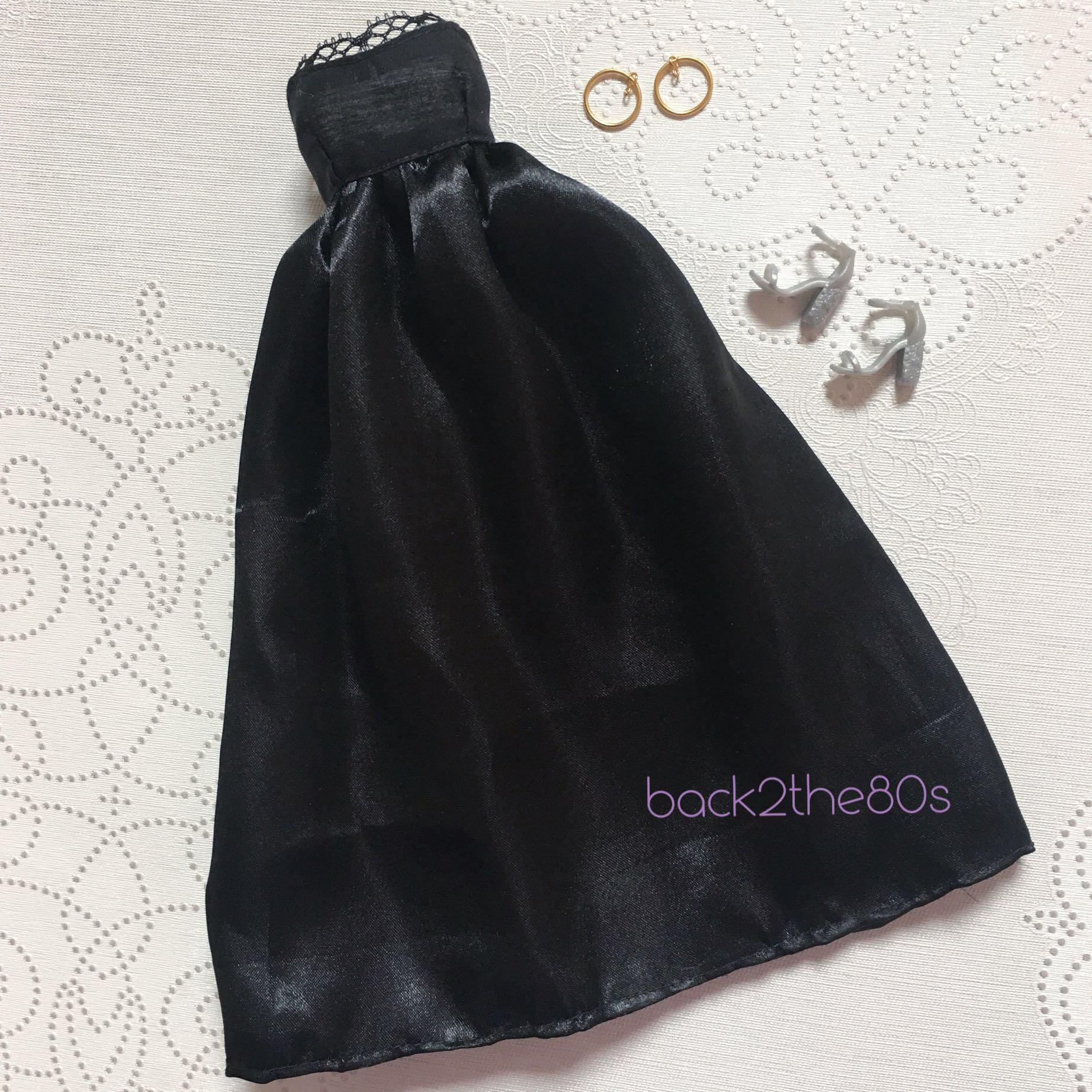Barbie Doll Clothes Black Long Bustier Gown Set Gown Shoes