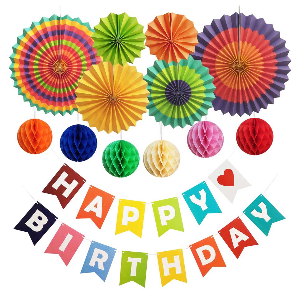 Birthday Party Wall Decoration Combo Set Paper Fan Honeycomb Ball Design Craft Others On Carousell