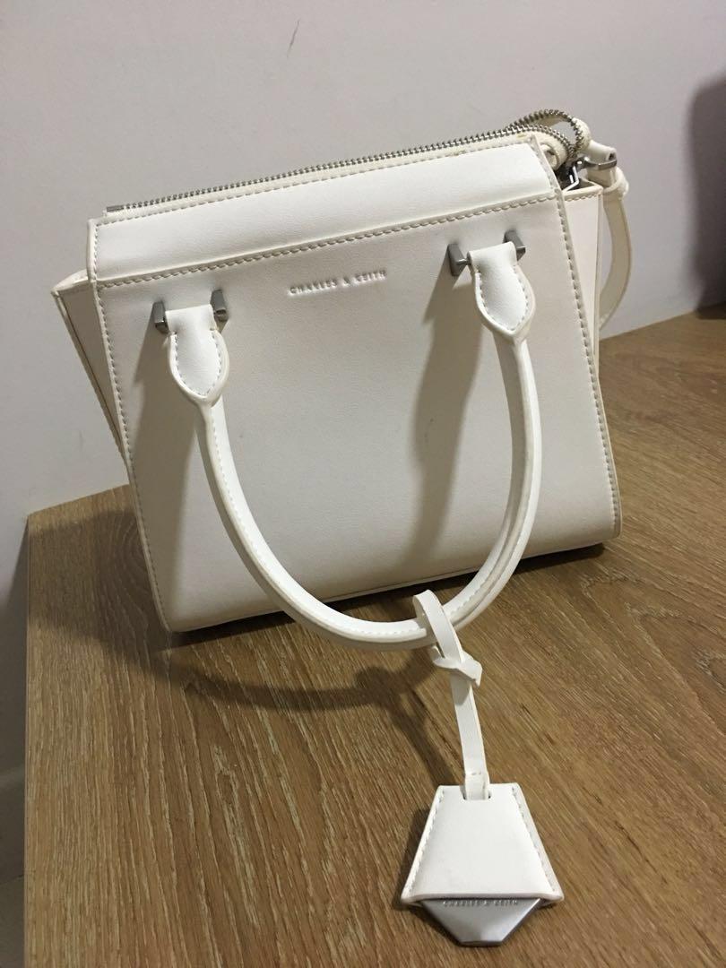 Charles and sales keith white handbag