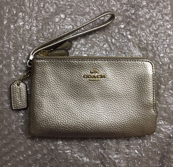 Coach Wristlet Metallic Gold Double Zipper Women s Fashion Bags