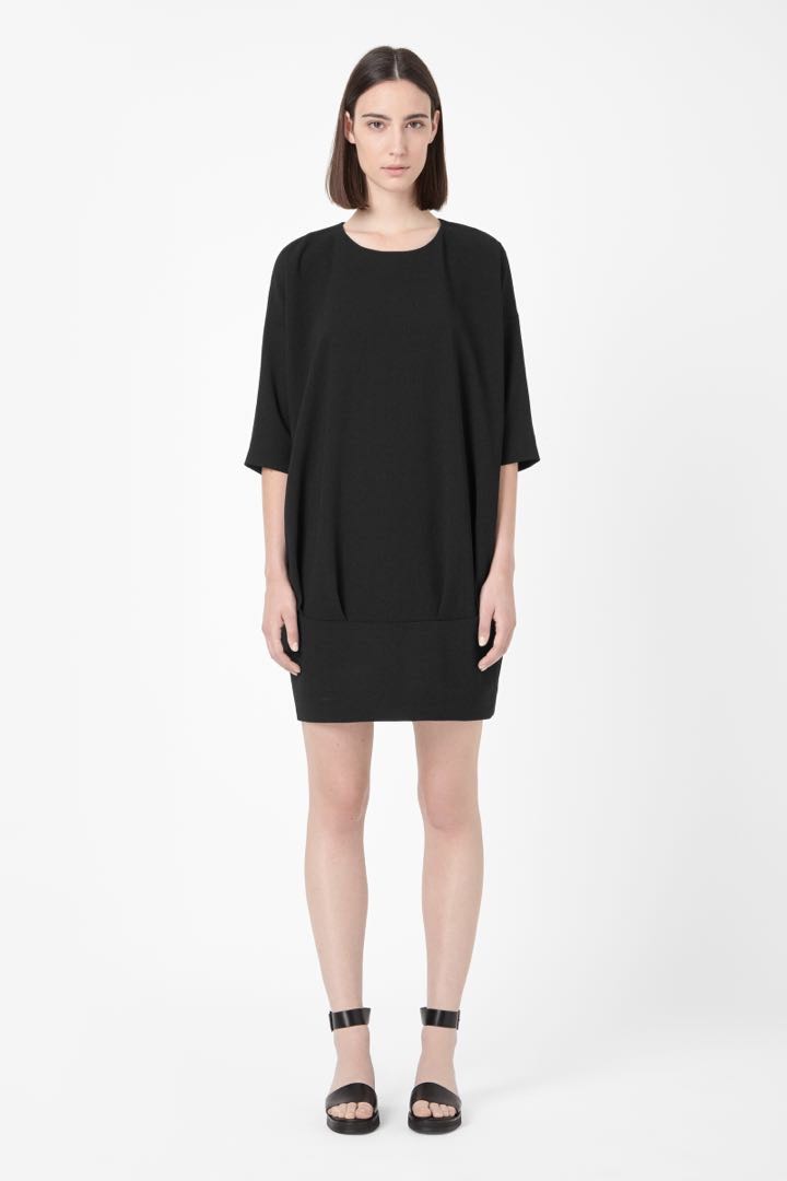 cos black pleated dress