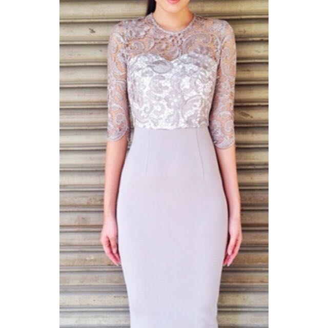Grey dress cheap with lace