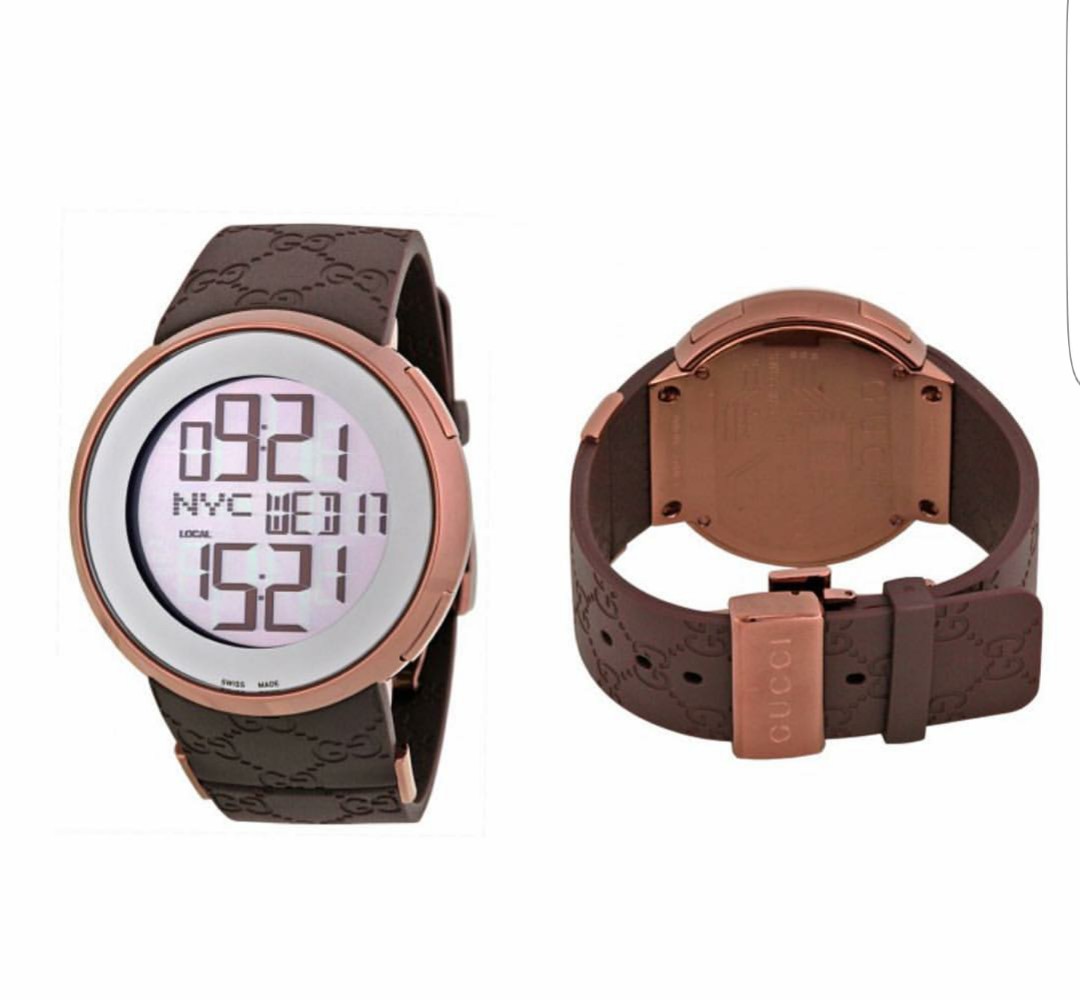 I Gucci Brown Rubber Unisex Watch for SALE!(AUTHENTIC), Fesyen Wanita, Jam  Tangan di Carousell