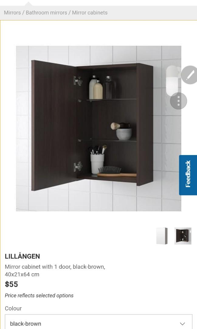 Ikea Mirror Storage 1 Door Black Brown Furniture Shelves Drawers On Carousell