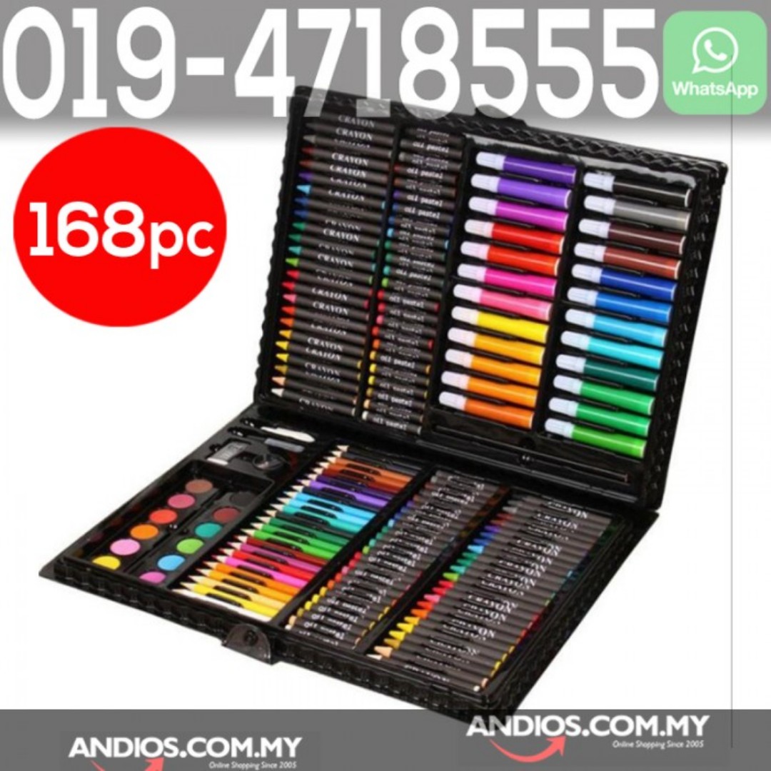 In Stock 168pc Kids Painting Pen Colour Crayon Marker Pencil