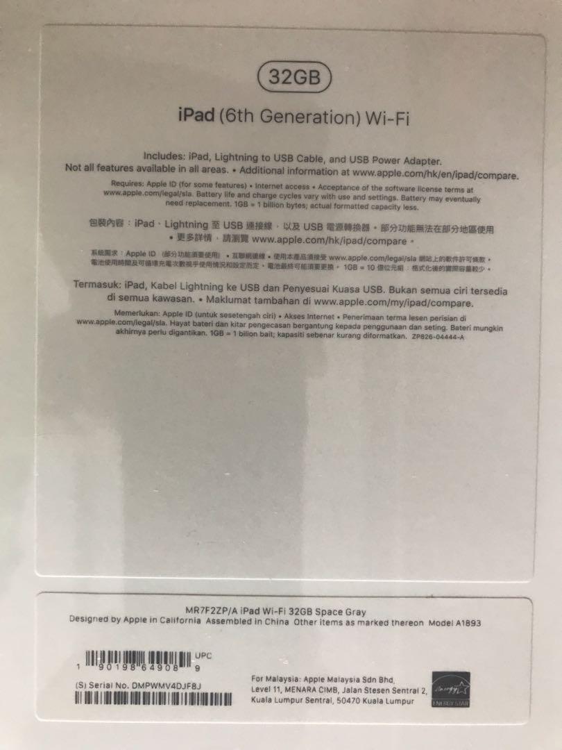 Ipad 6th Gen 32gb Space Grey Supports Apple Pencil Mobile