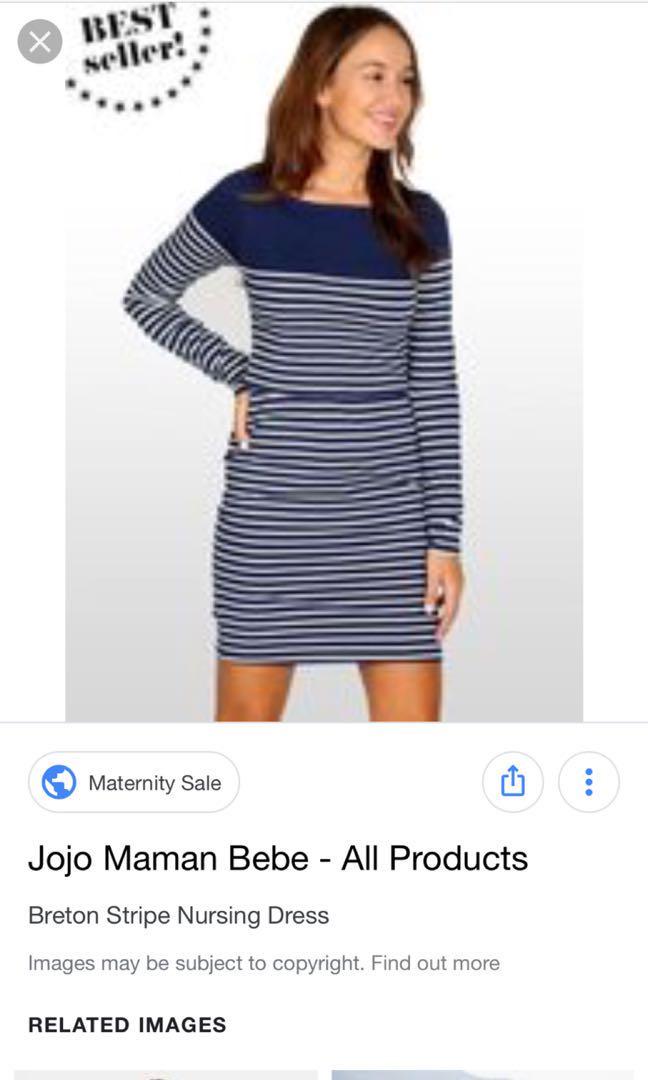 Jojo Maman Bebe Navy Breton Stripe Nursing Dress maternity dress