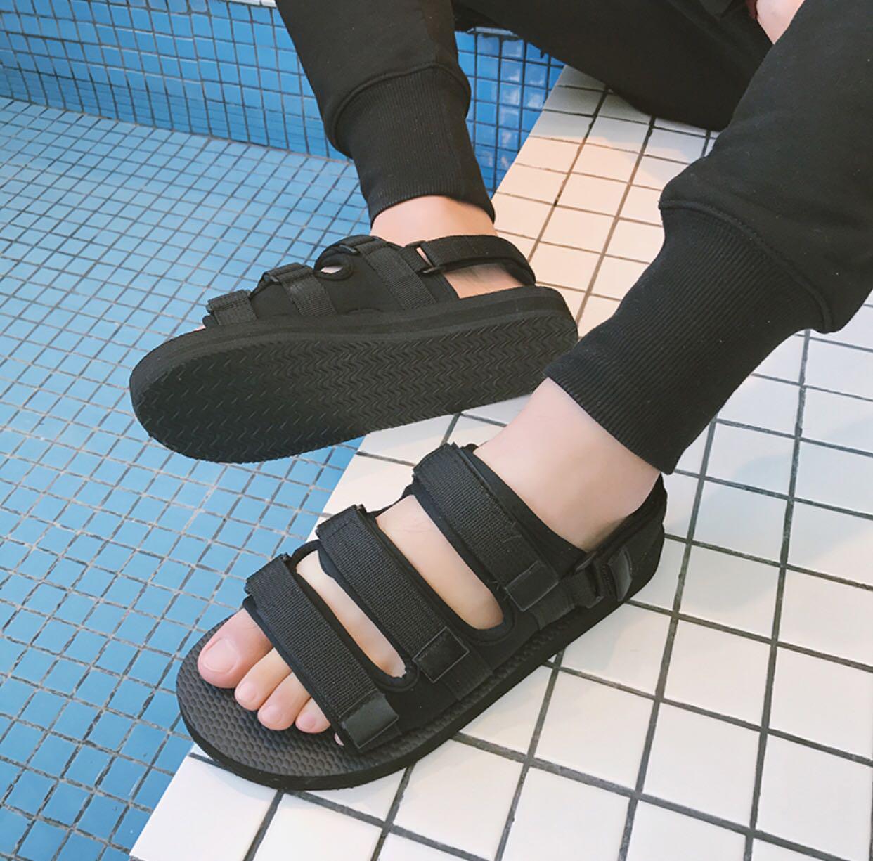 Korean Black Sandals Men s Fashion Footwear Dress Shoes on