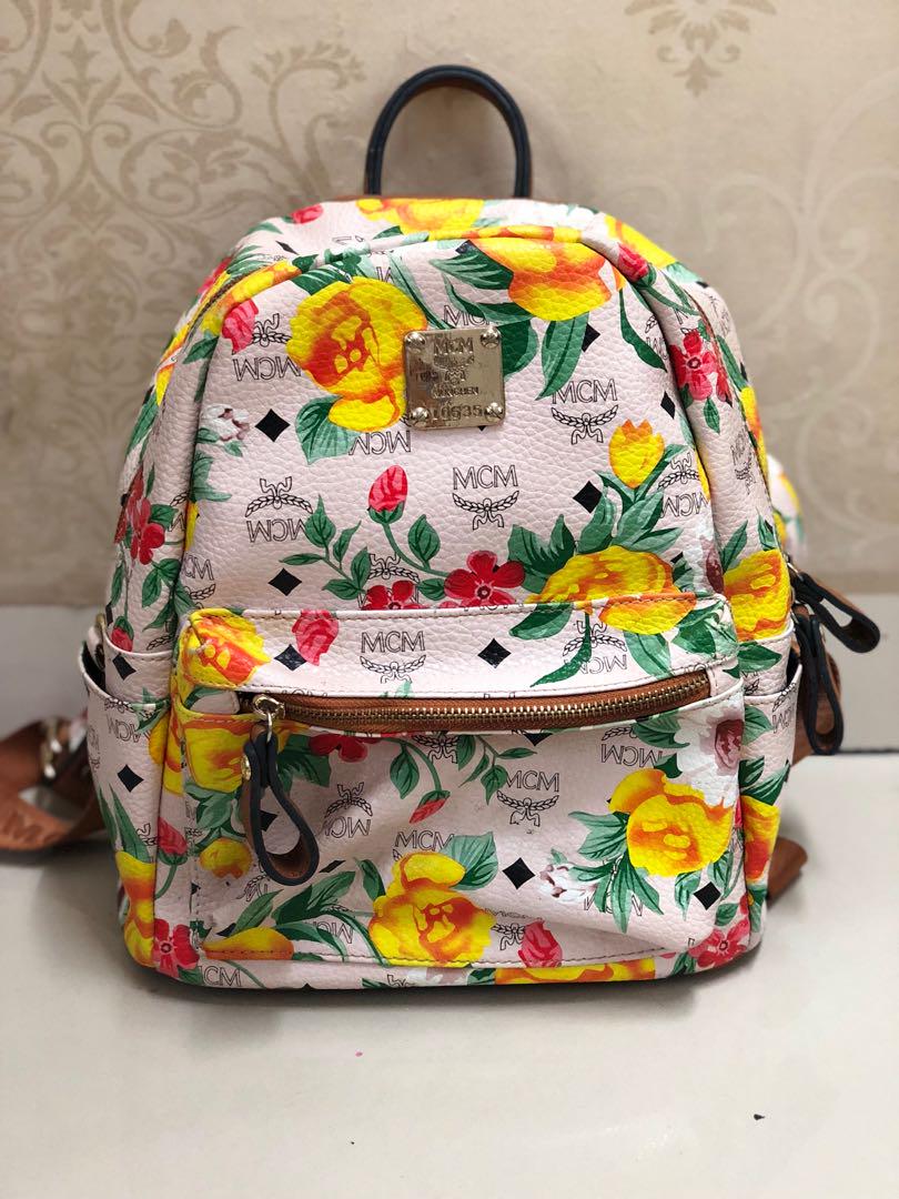 Mcm floral backpack shop