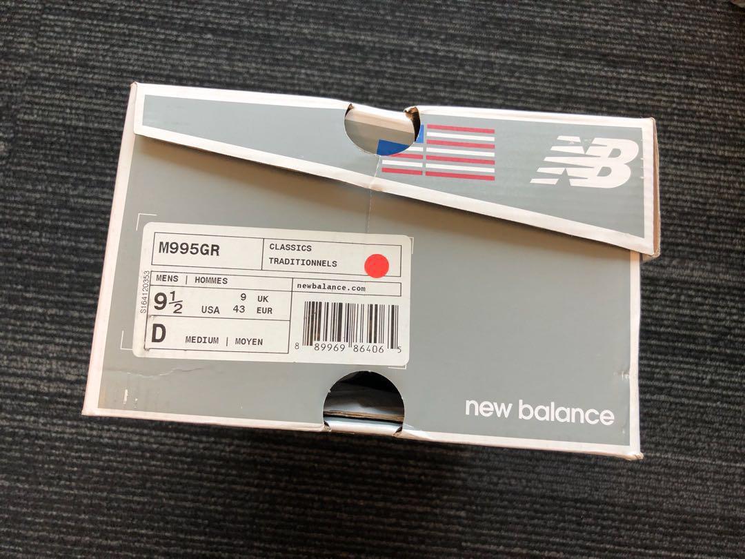 New Balance M995GR M995 995 Size US9.5 Made in USA (not M996 M990