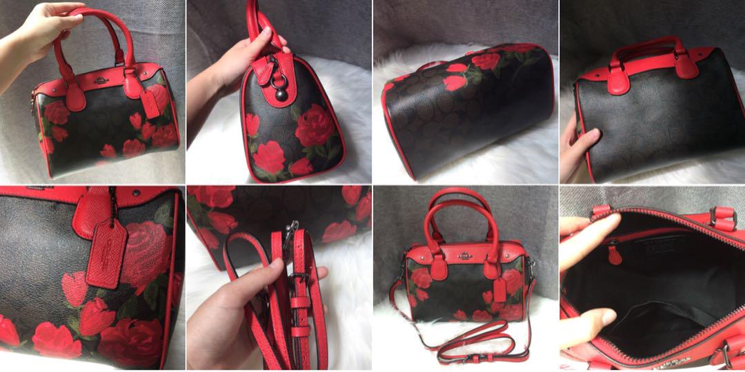 Coach red top rose purse