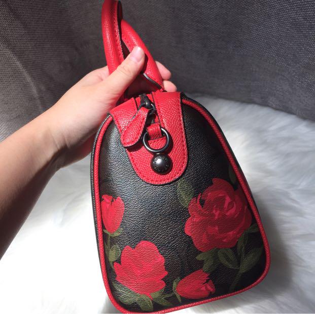 Coach purse with red roses sales