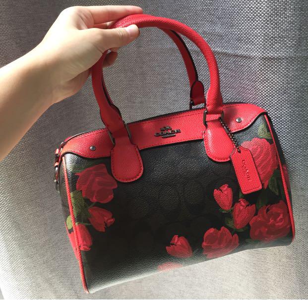 Coach red sales rose purse