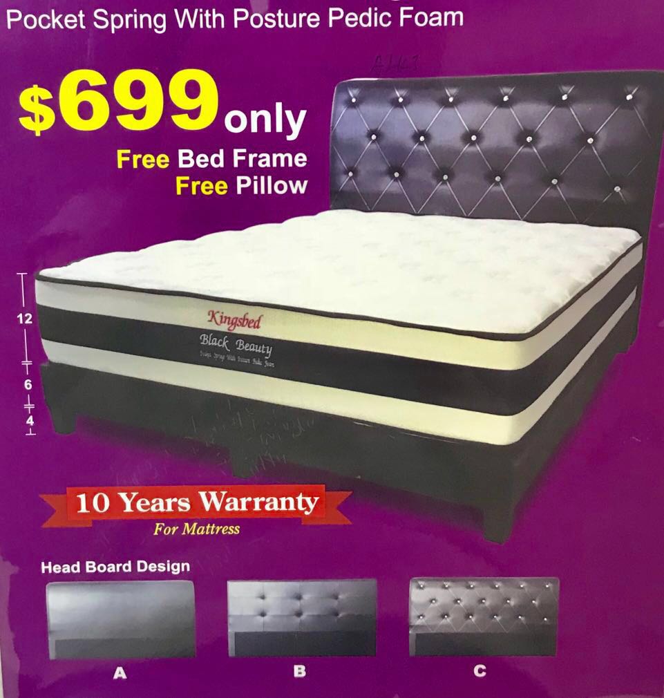 Sales Pocketed Spring Mattress Bedframe 2 Pillows Furniture Beds Mattresses On Carousell