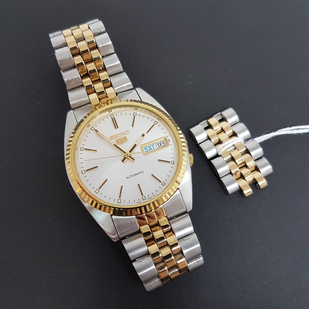Seiko 5 SNXJ90 Automatic Two-Tone Watch, Luxury, Watches on Carousell
