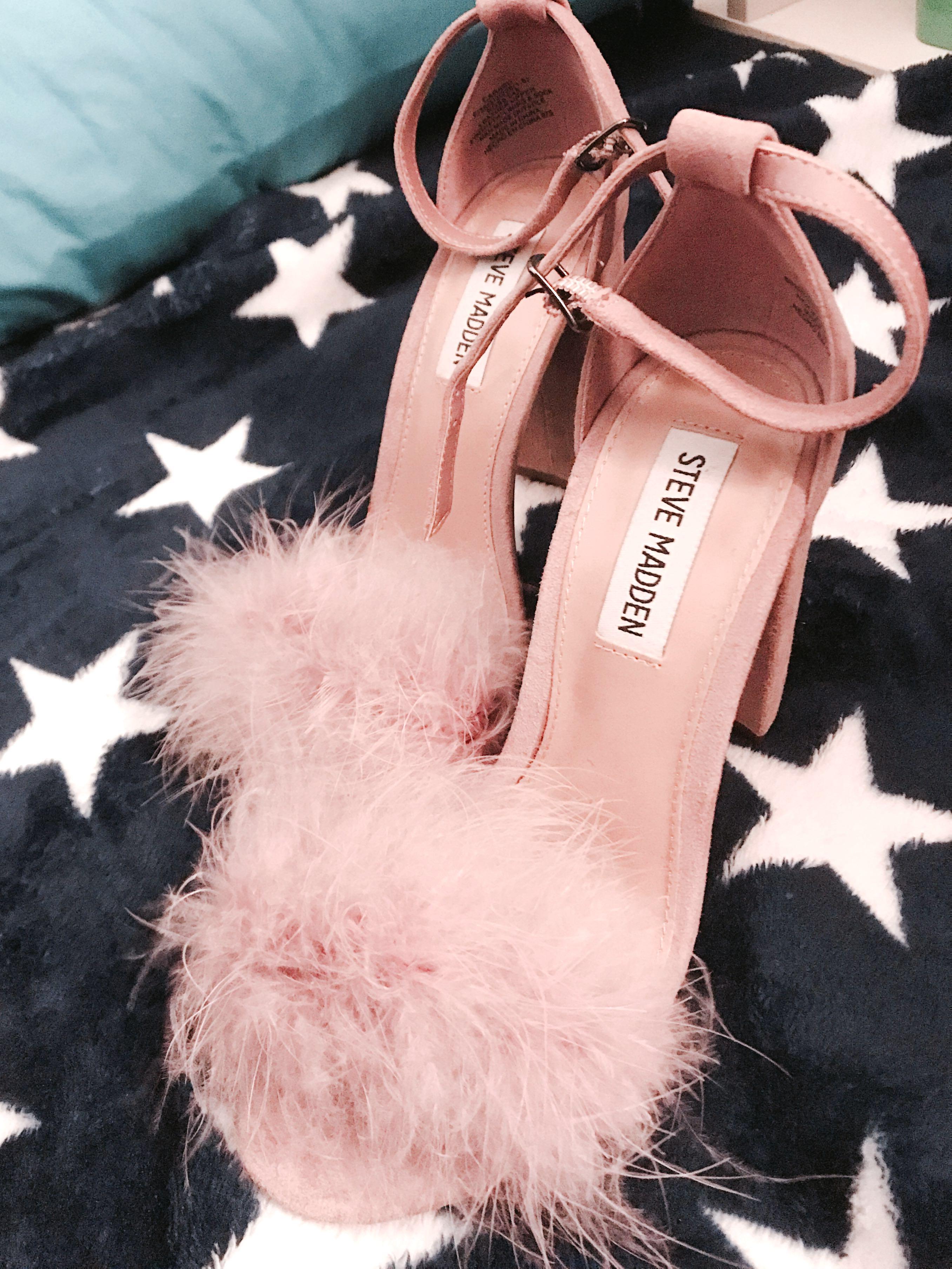 steve madden pink fluffy heels