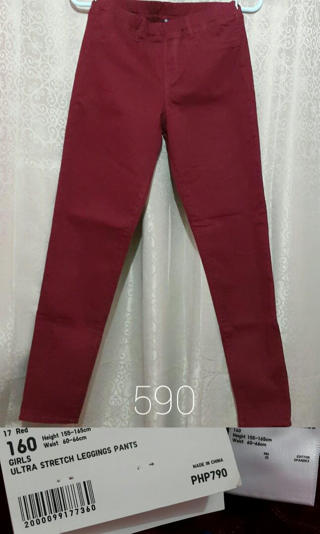 red denim jeggings