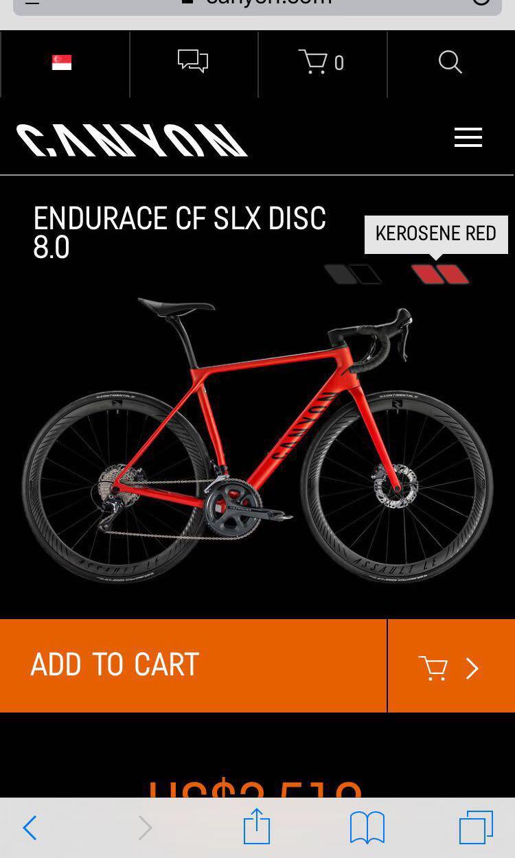 2017 Canyon Endurace CF SLX8.0 Sports Equipment Bicycles Parts