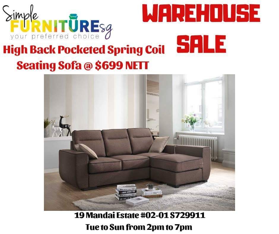 2 1m High Back Pocketed Spring Coil Seating Sofa