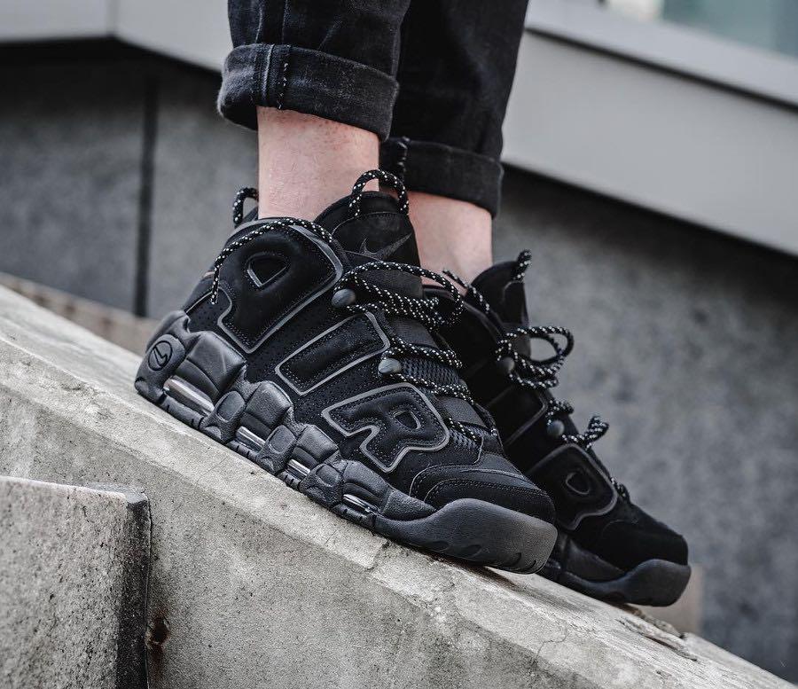 nike air uptempo black reflective