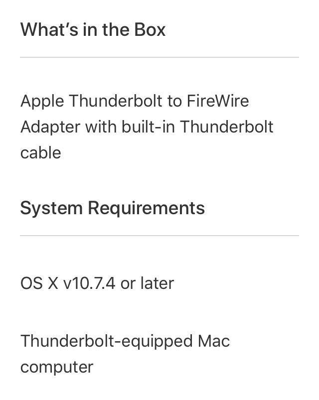 Apple Thunderbolt to FireWire Adapter, Computers & Tech, Parts