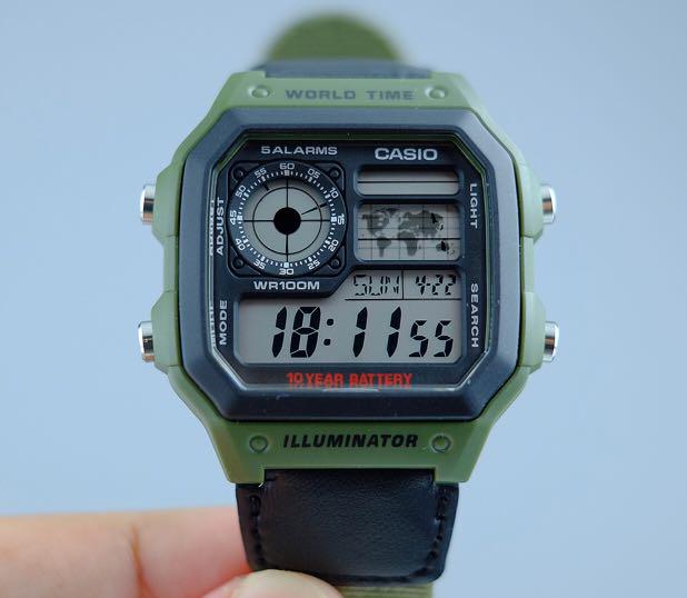 casio army green watch