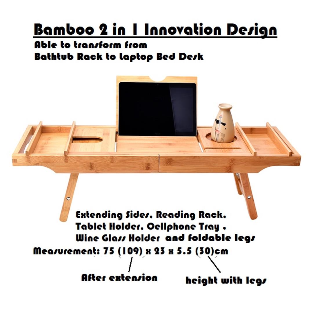 Bamboo Bathtub Rack Laptop Bed Desk Furniture Tables Chairs