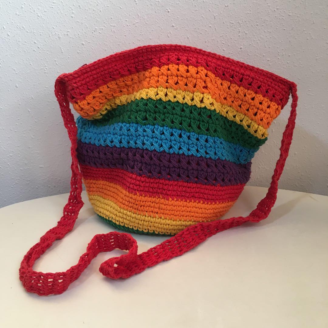 rainbow crochet bag